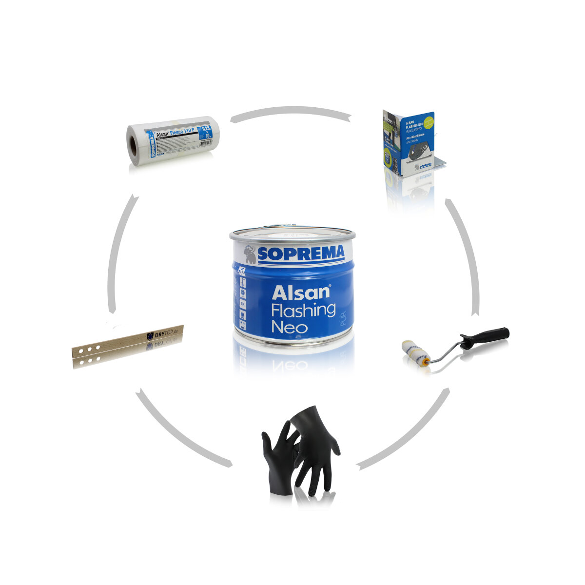 ALSAN Flashing NEO Profi Pack - 5kg Flüssigkunststoff Mit Vlies Für Flachdachabdichtung